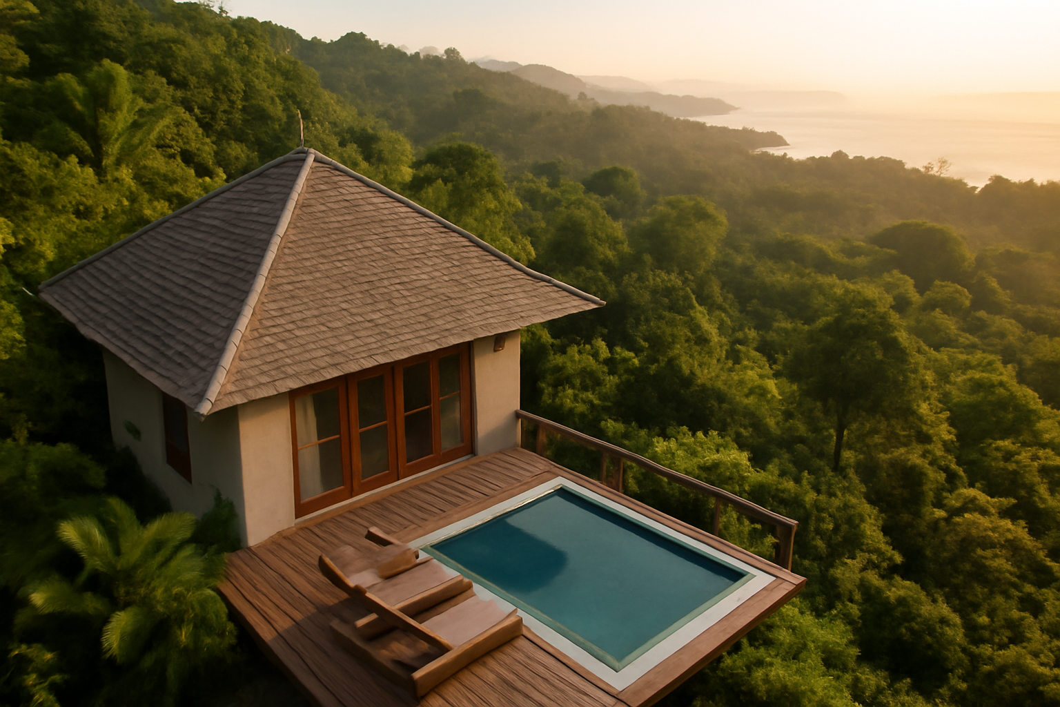 Vila resort di Langkawi dengan kolam privat menghadap hutan hujan dan laut